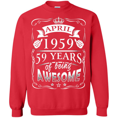 59th Birthday T-shirt April 1959 59 Years Of Being Awesome Red