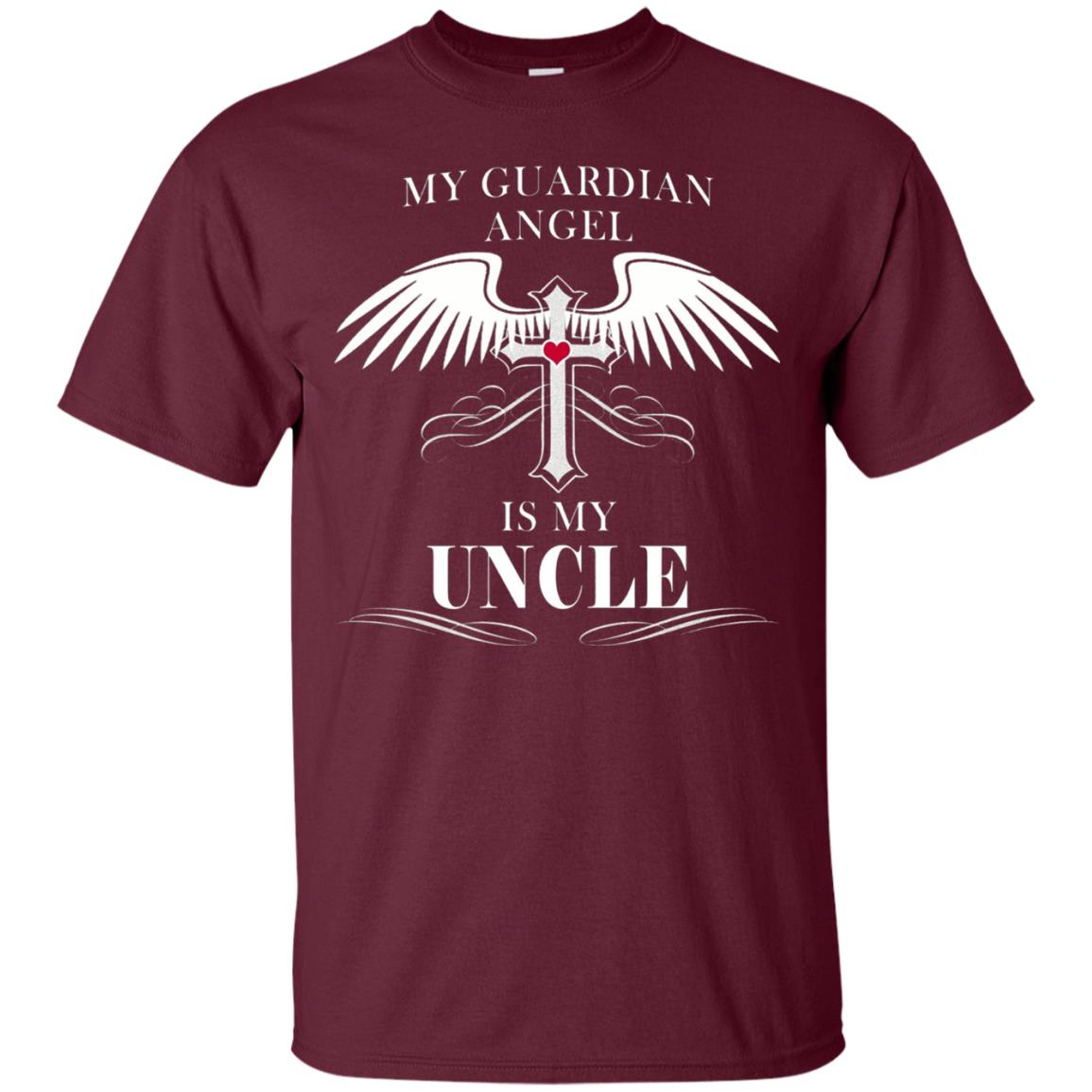 Uncle T-shirt My Guardian Angel Is My Uncle Maroon