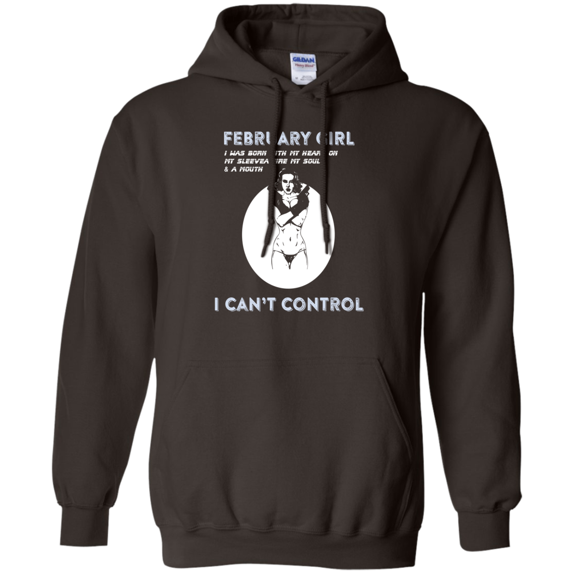 February Girl I Was Born With My Heart T-shirt Dark Chocolate