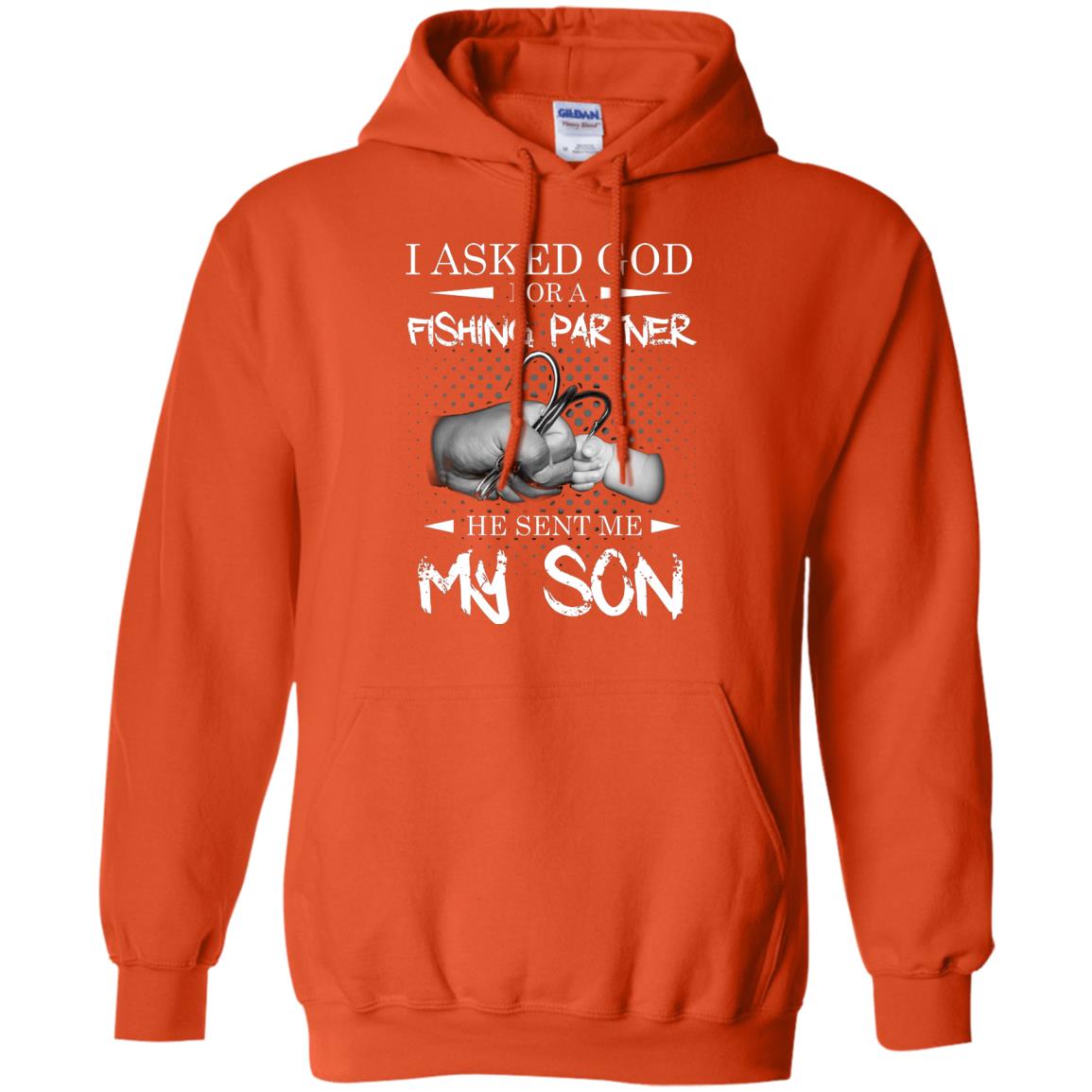 Fishing Daddy Shirt I Asked God For A Fishing Partner He Sent Me My Son Orange