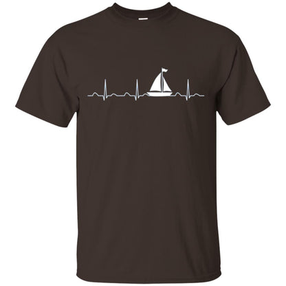 Boating Sailor T-shirt Heartbeat Dark Chocolate