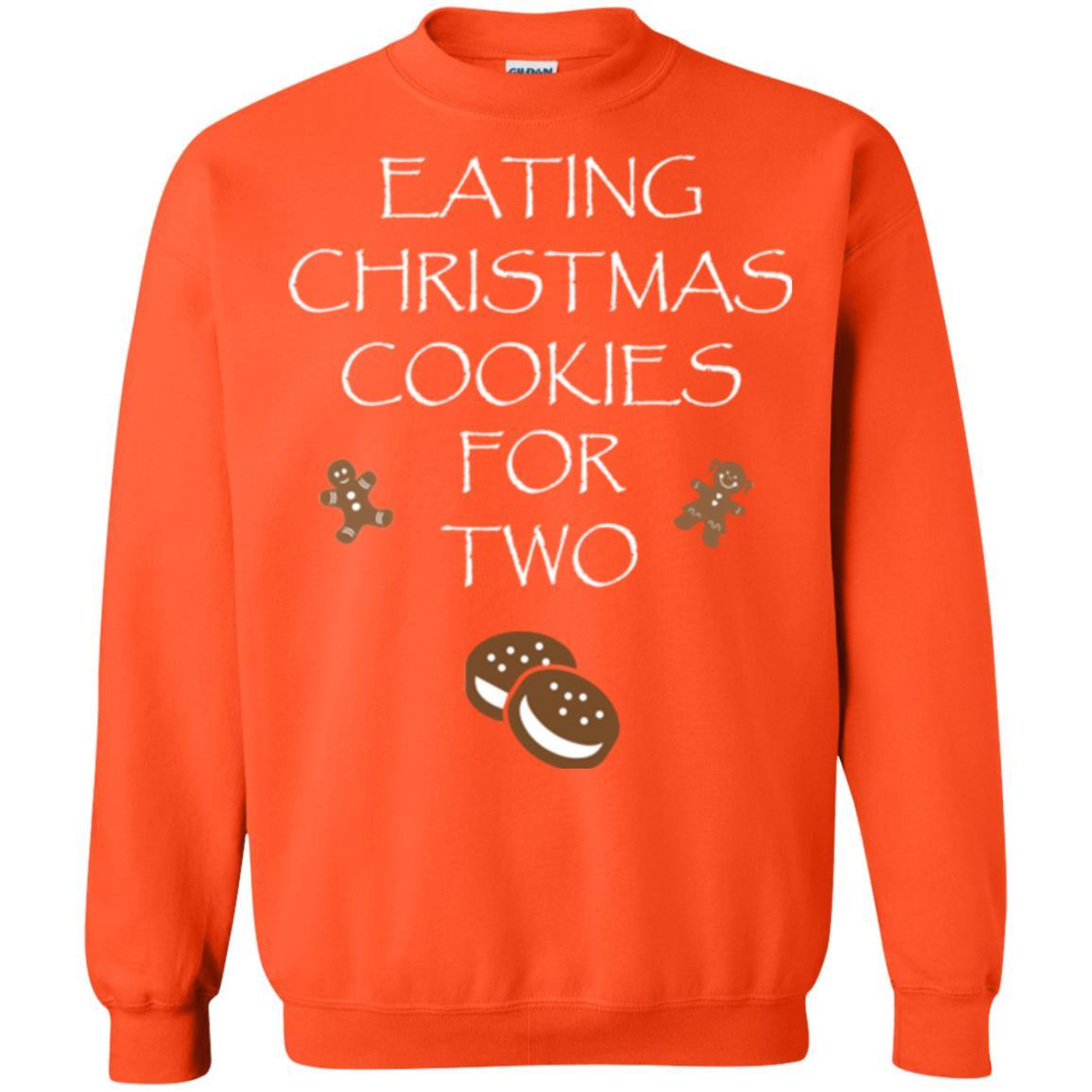 Christmas T-shirt Eating Christmas Cookies For Two Orange