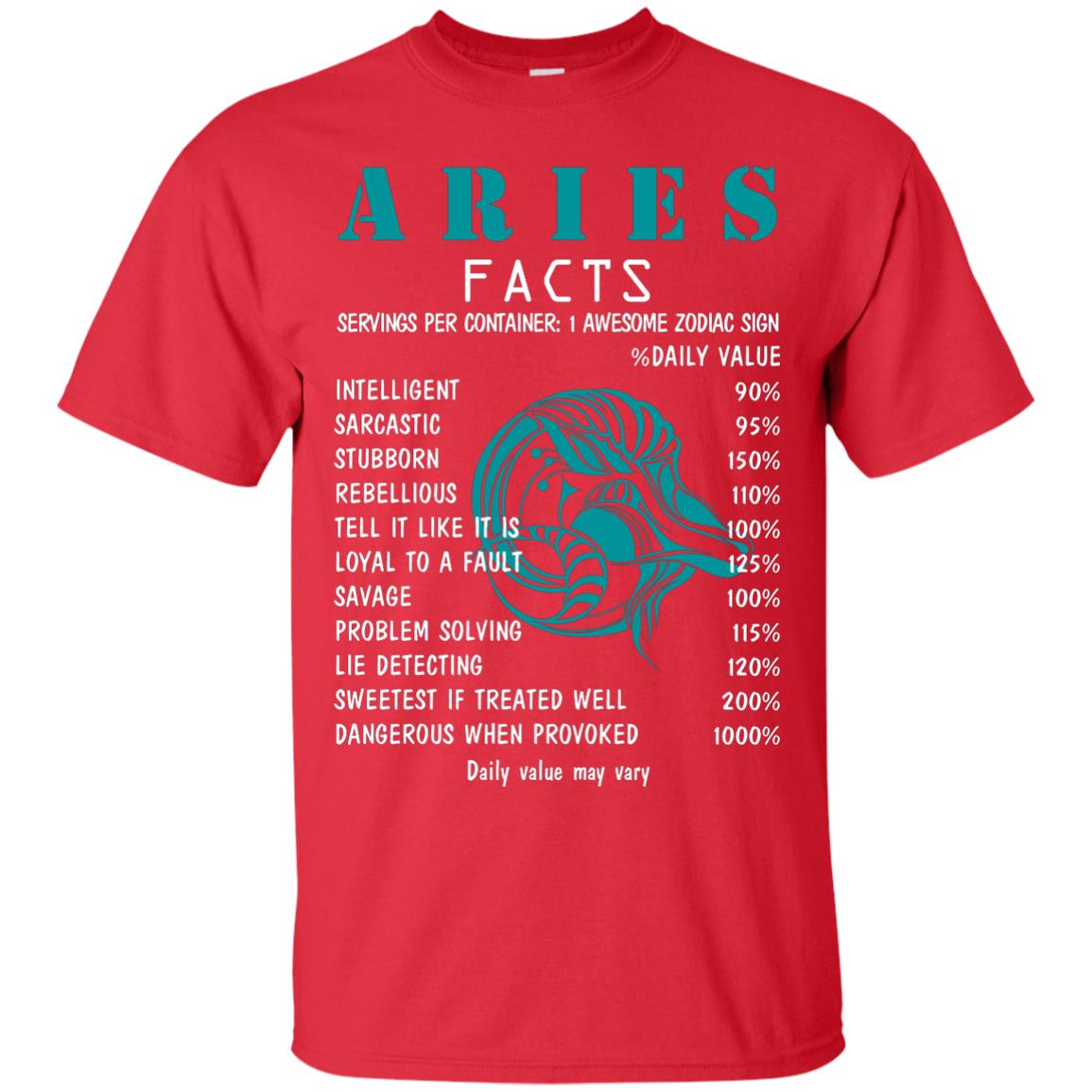 Aries Facts 1 Awesome Zodiac Sign Gift Shirt For Aries Horoscope Red
