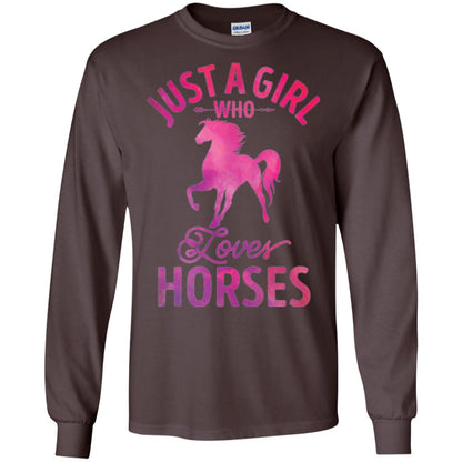 Horse Lovers T-shirt Just A Girl Who Loves Horses Dark Chocolate