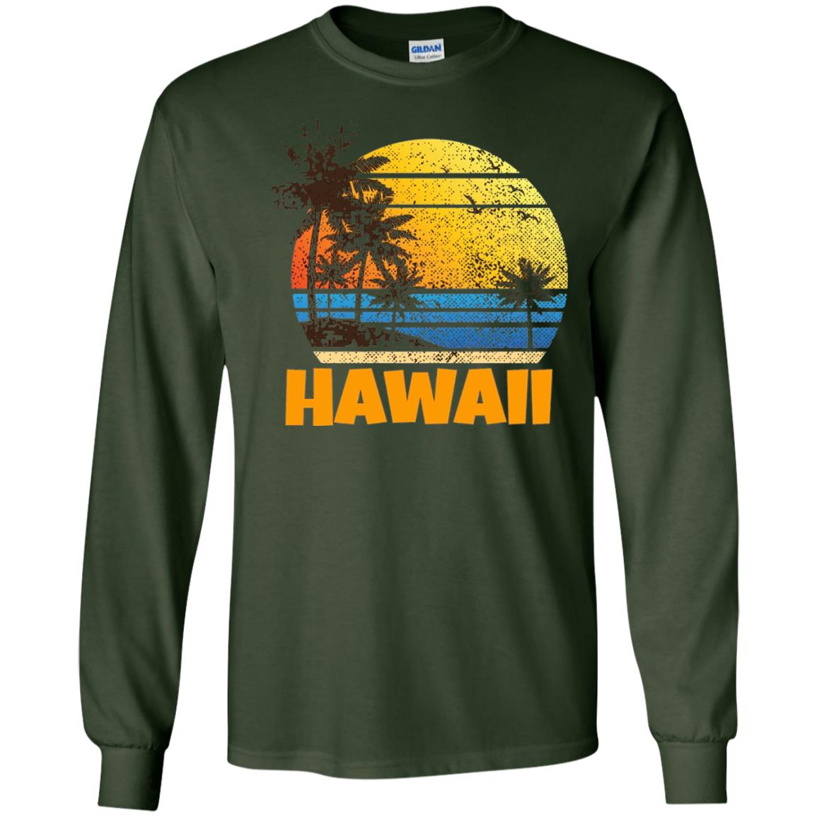 Old School 70_s Hawaiian The Aloha State T-shirt Forest Green