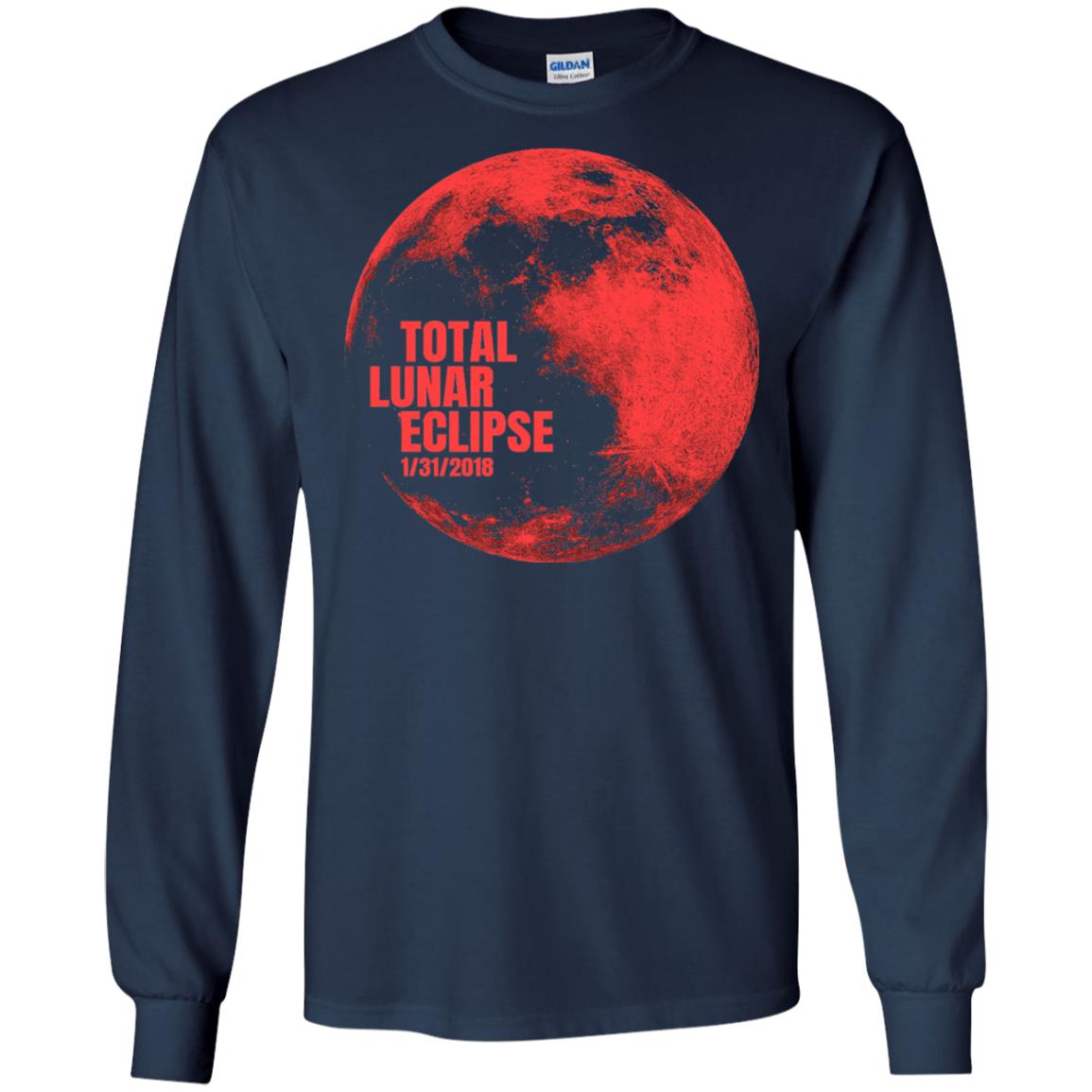 Total Lunar Eclipse 2018 Blood Full Red Moon T-shirt Navy