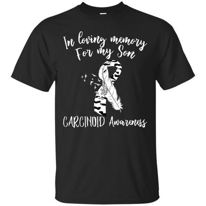 In Loving Memory For My Son Carcinoid Awarenss Zebra Stripe Ribbons Shirt Black