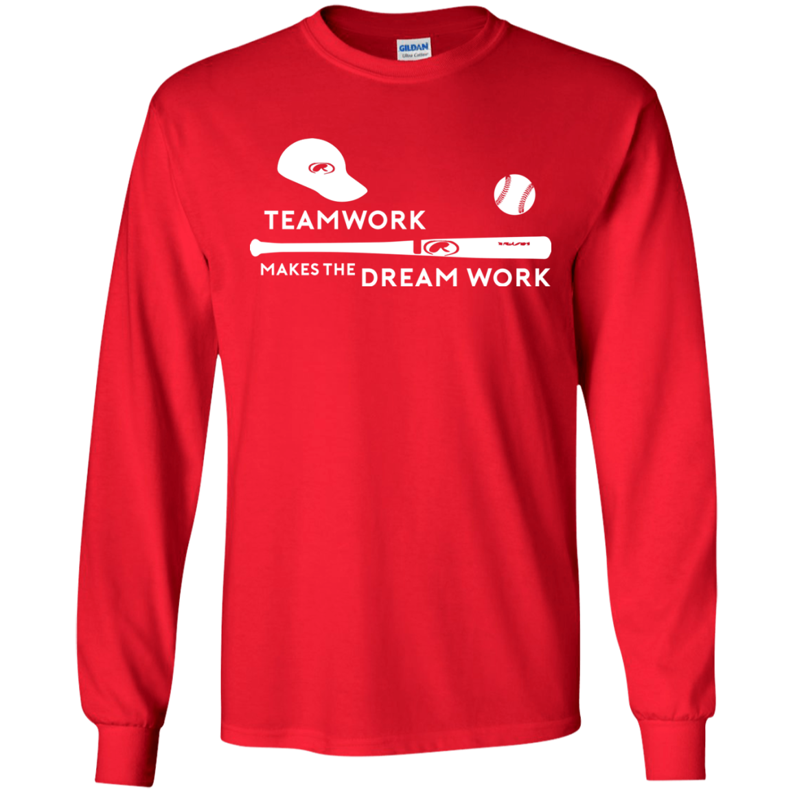 Baseball T-shirt Teamwork Makes The Dream Work Red