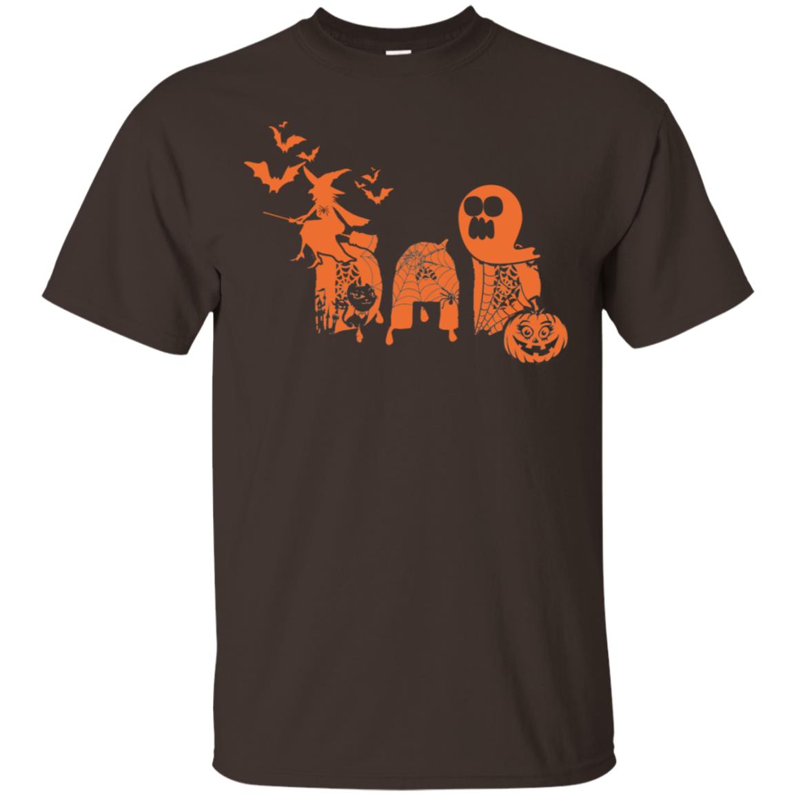 Halloween Pumpkin Dad Daddy Father Family Shirt Dark Chocolate