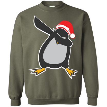 Christmas T-Shirt Dabbing Penguin Military Green