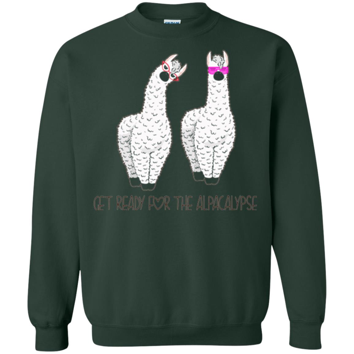 Funny Alpaca T-shirt Get Ready For The Alpacalypse Forest Green