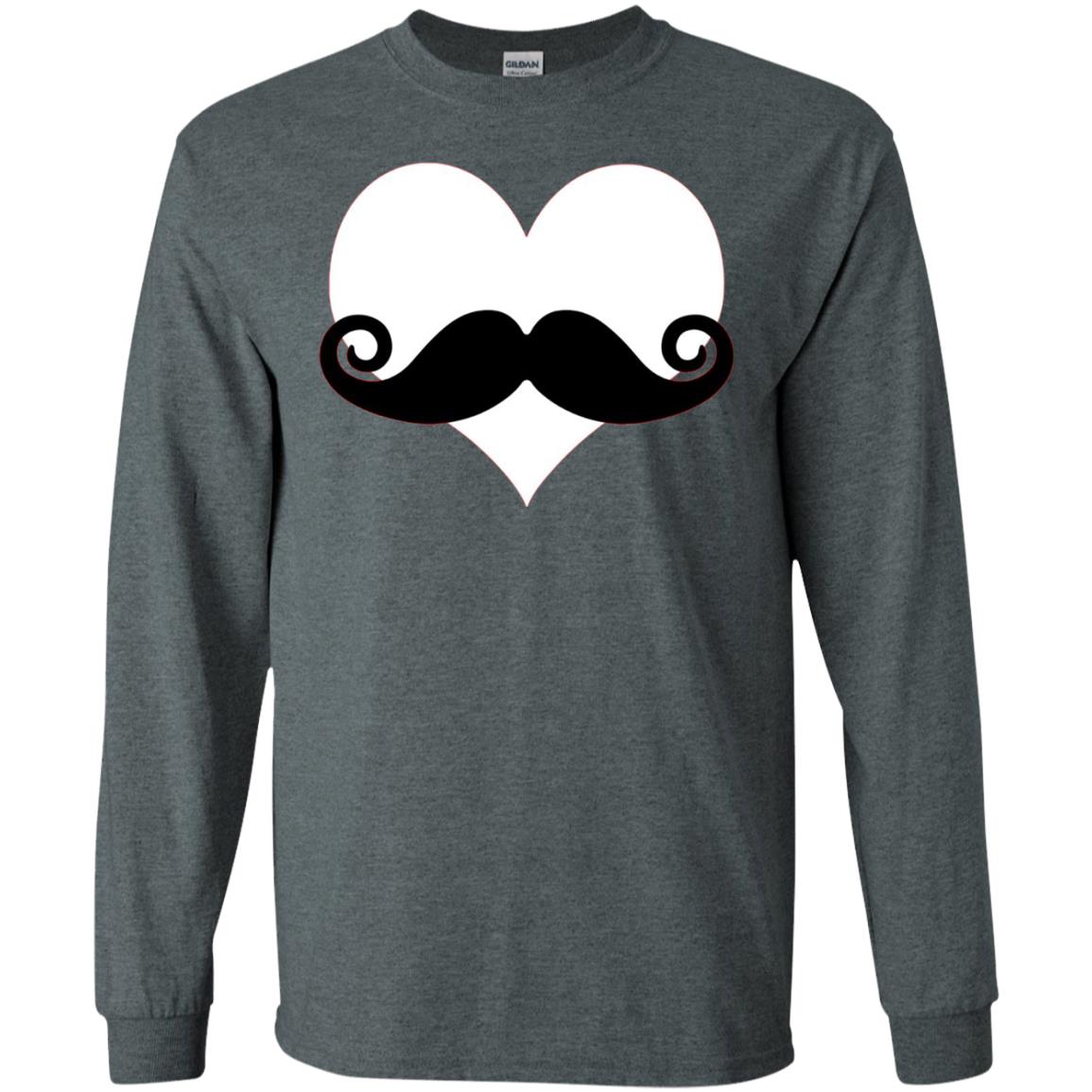 Mustache Heart Valentines Day T-shirt Dark Heather