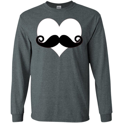 Mustache Heart Valentines Day T-shirt Dark Heather