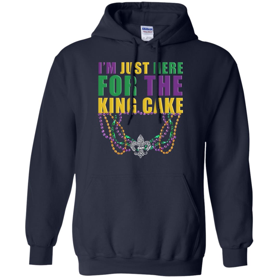 Mardi Gras Beads T-shirt I_m Just Here For The King Cake Navy