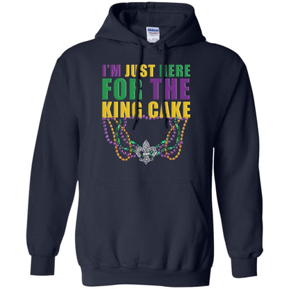 Mardi Gras Beads T-shirt I_m Just Here For The King Cake Navy