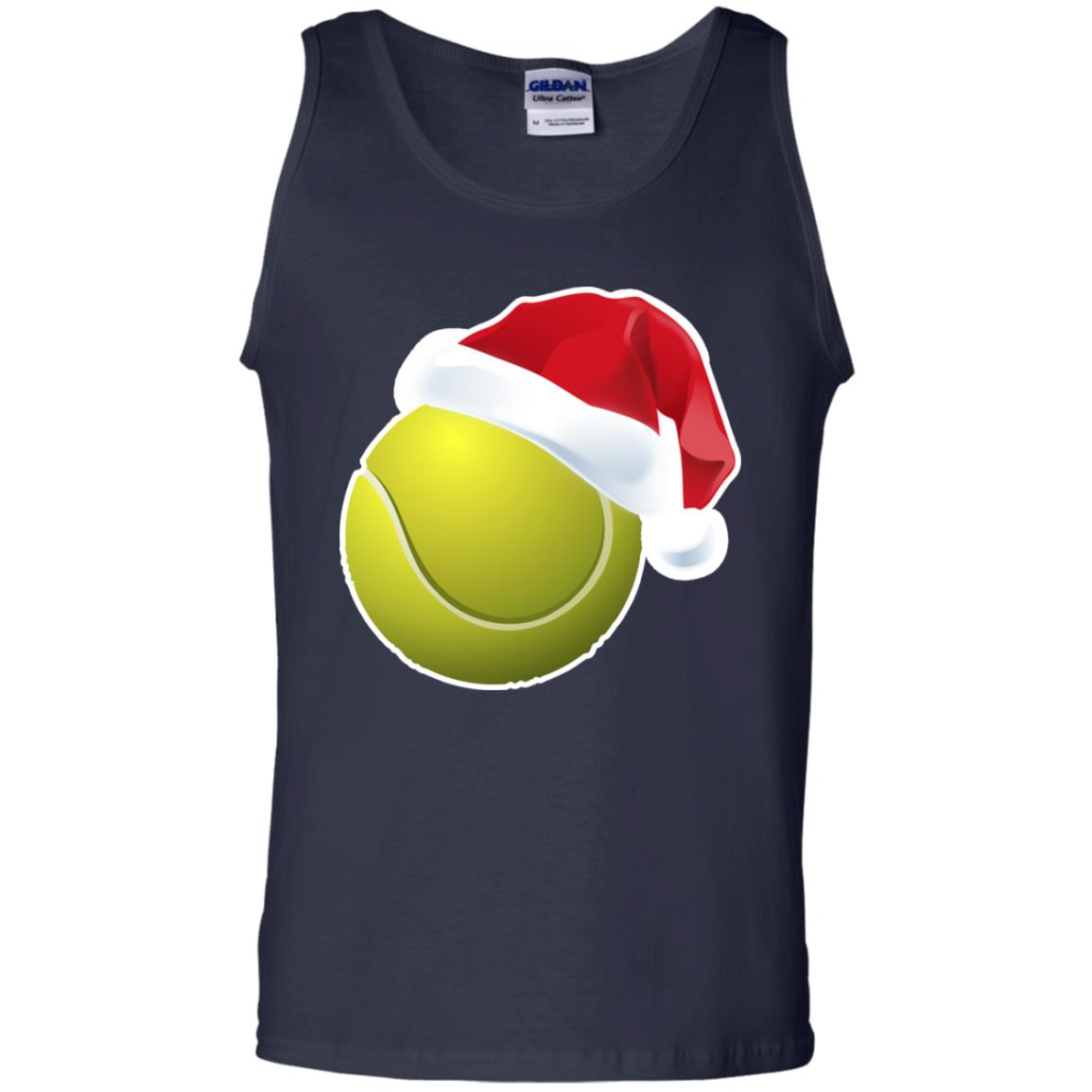Tennis With Santa Claus Hat X-mas Shirt For Tennis Lovers Navy