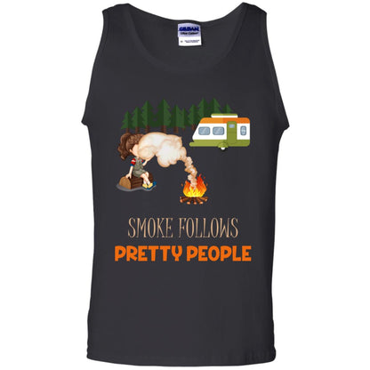 Smoke Follows Pretty People Camping Bbq Gift Shirt Black