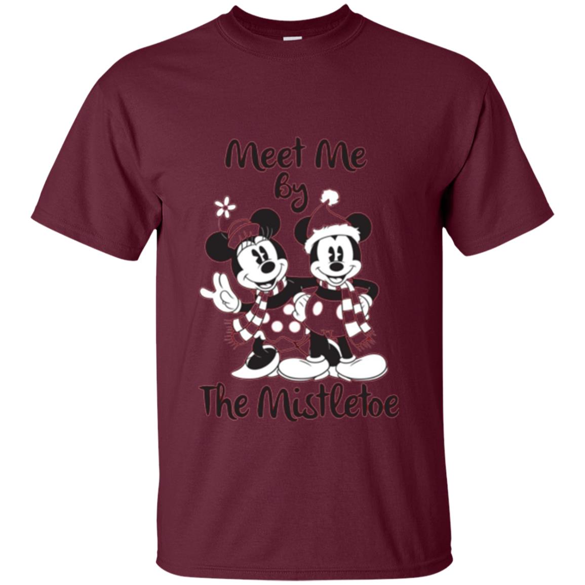 Christmas T-shirt Meet Me By Mistletoe Maroon