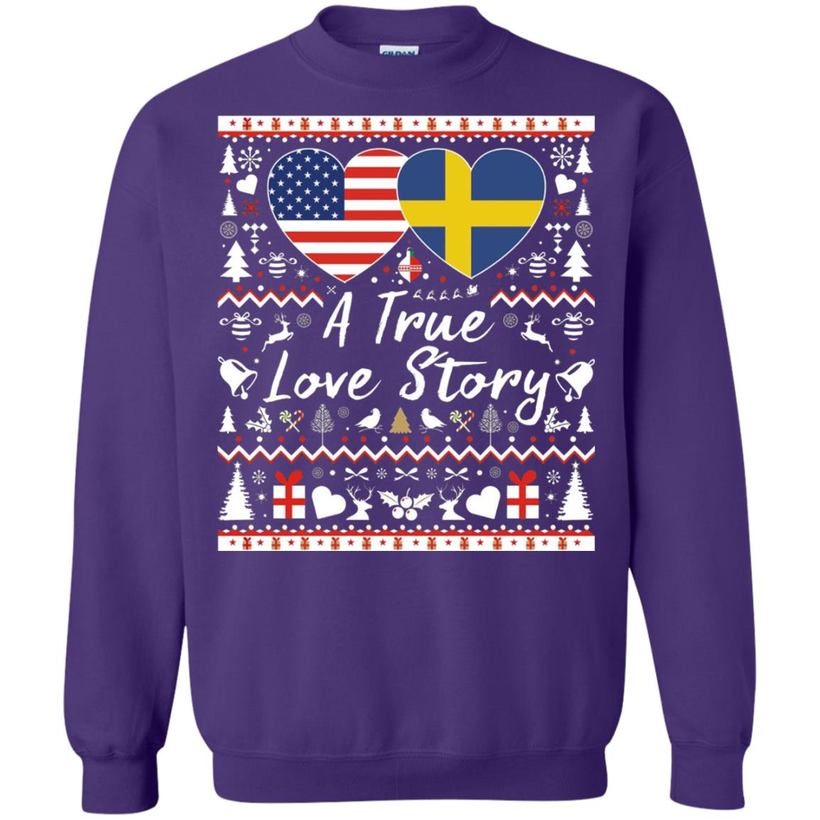 Christmas T-shirt American Swedish A True Love Story Purple