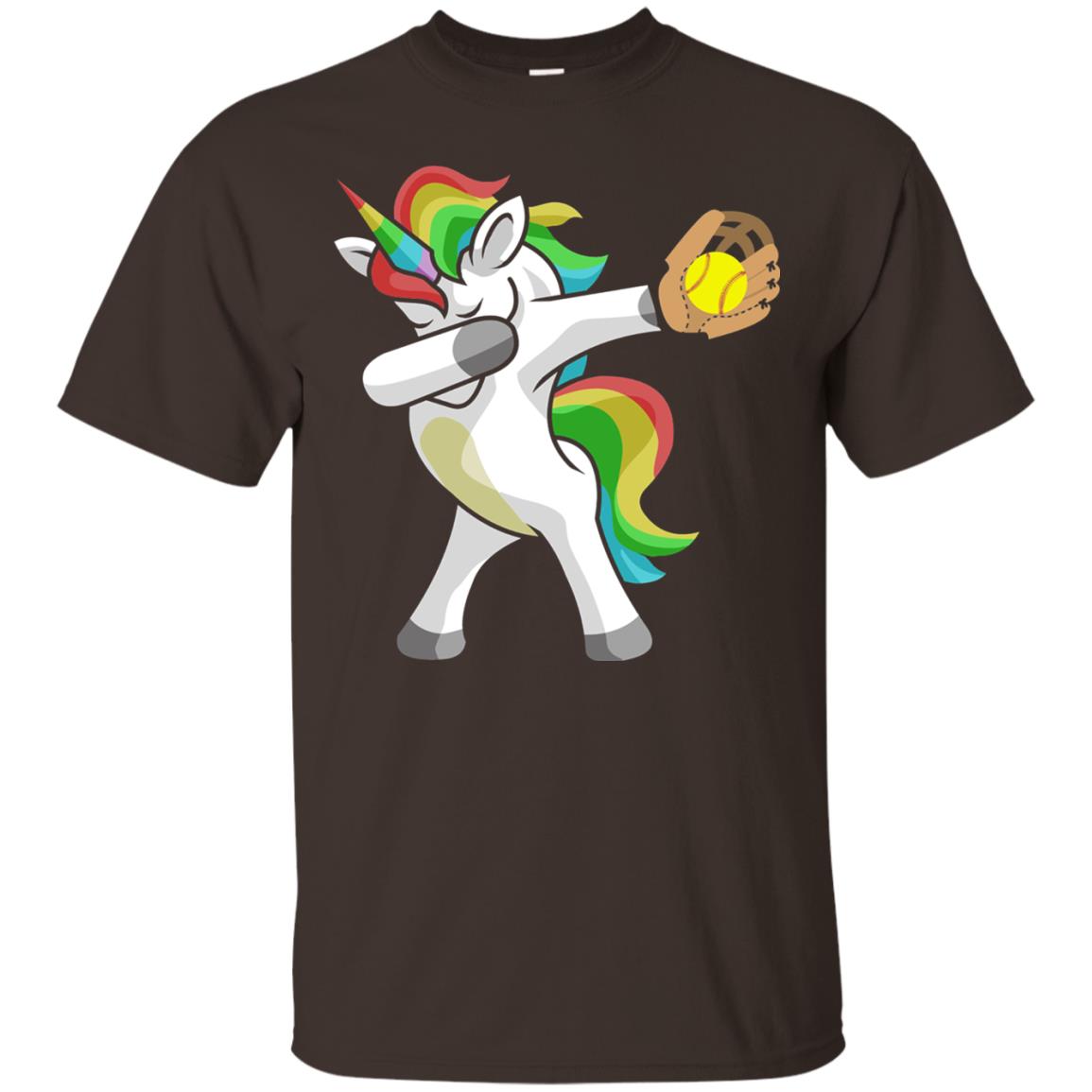 Dabbing Unicorn Softball T-shirt Funny Dabbing Dark Chocolate
