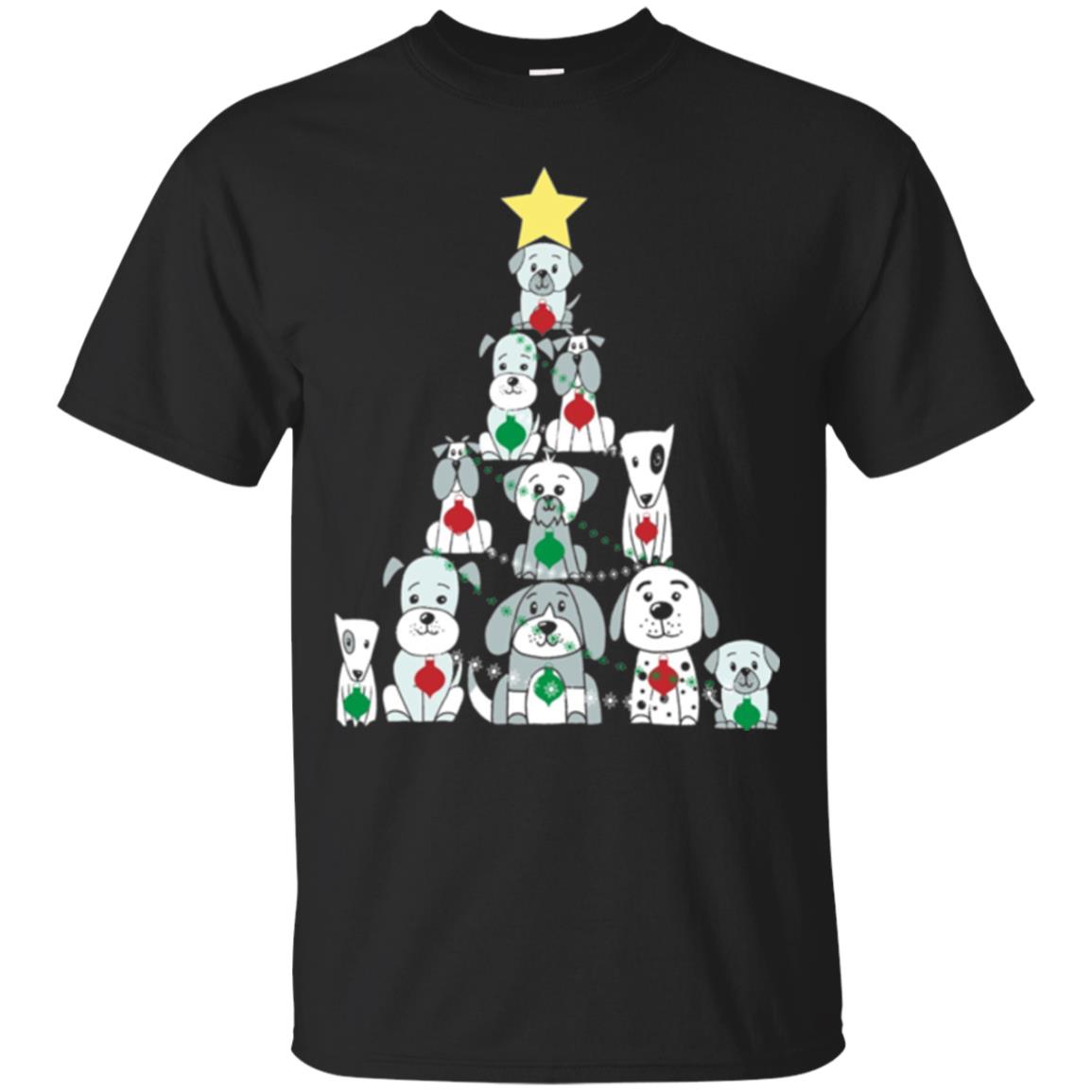Dogs Lovers T-shirt Christmas Tree By Dogs Black