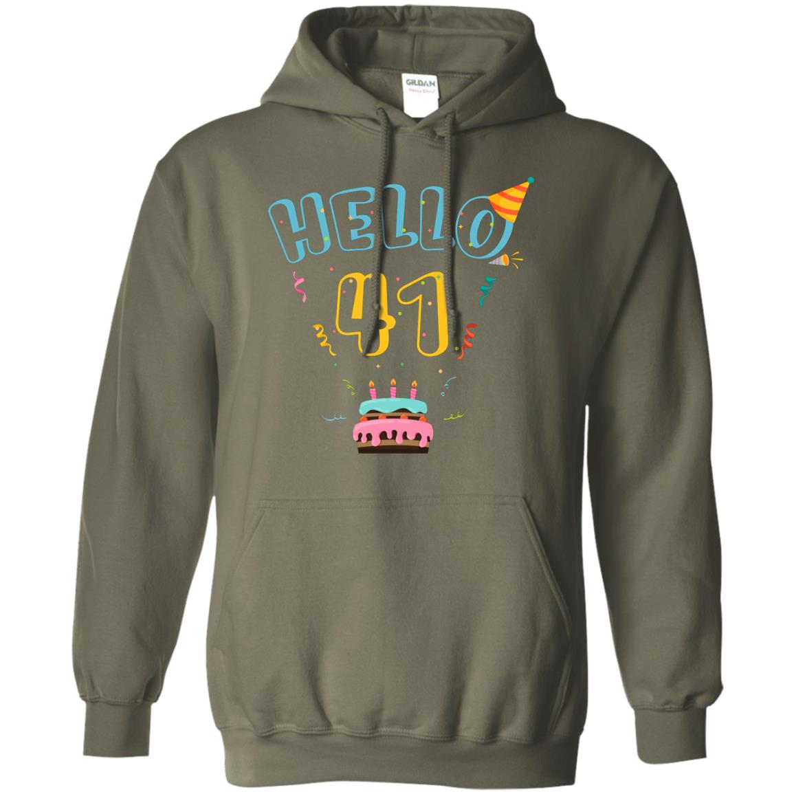 Hello 41 Forty One 41st 1977s Birthday Gift Shirt Military Green