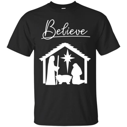 Christian Christmas T-shirt Believe Jesus Celebrate Black