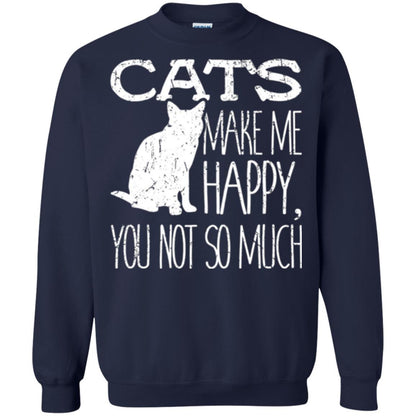 Cat Lover T-shirt Cats Make Me Happy You Not So Much Navy