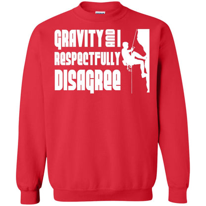 Funny Climbing T-shirt Gravity And I Disagree Red