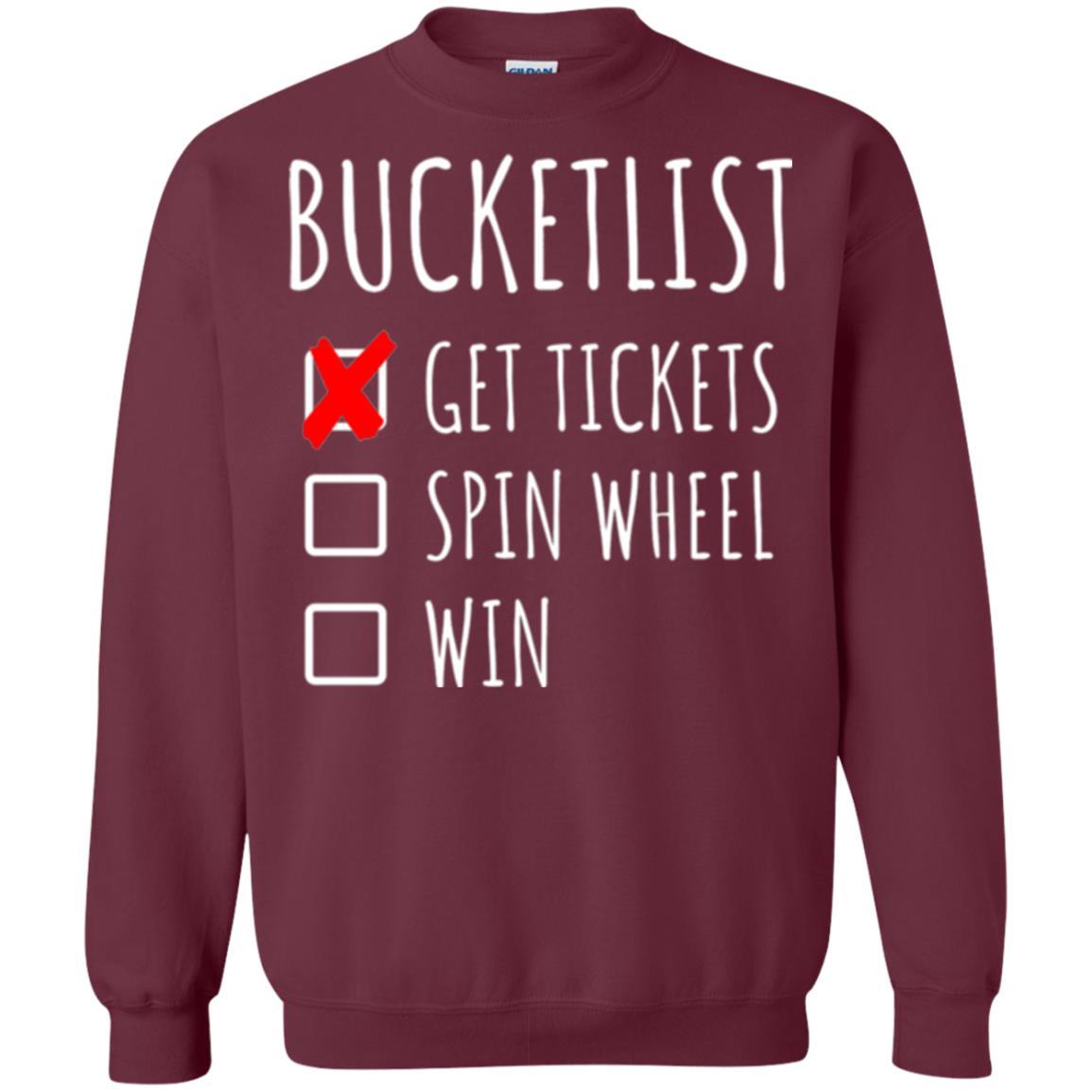Game Show T-shirt Bucket List Spin Wheel Win Maroon