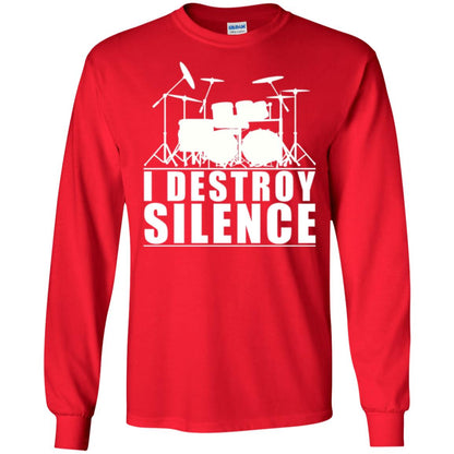 Drums Lover T-shirt I Destroy Silence Red