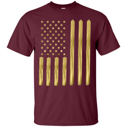 Faux Gold Paint American Flag T-shirt Maroon