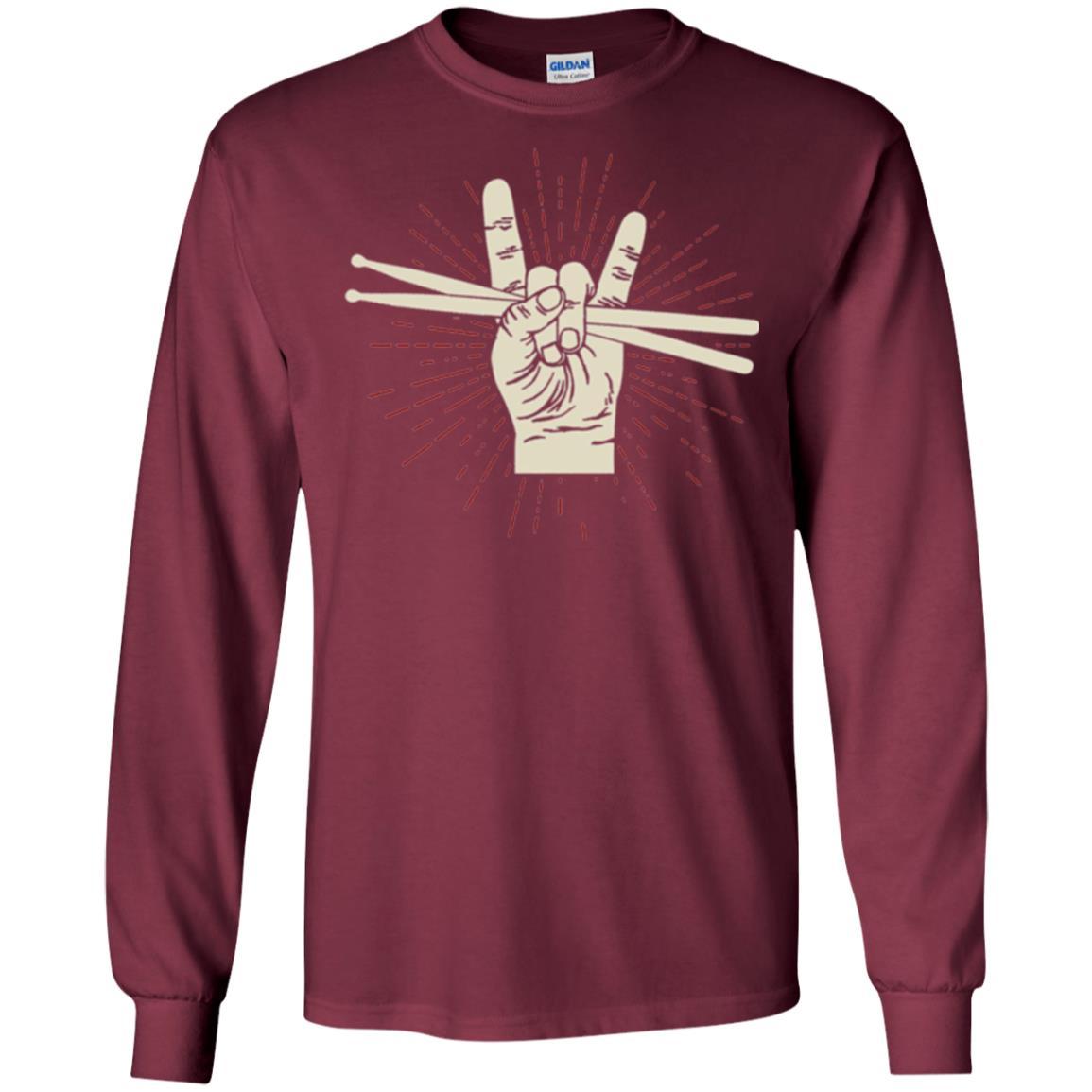 Drummer T-shirt Drumsticks Percussion Rock Maroon