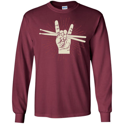 Drummer T-shirt Drumsticks Percussion Rock Maroon