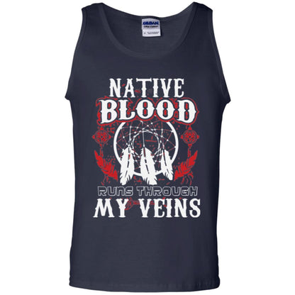 American T-shirt Native Blood Runs Through My Veins Navy