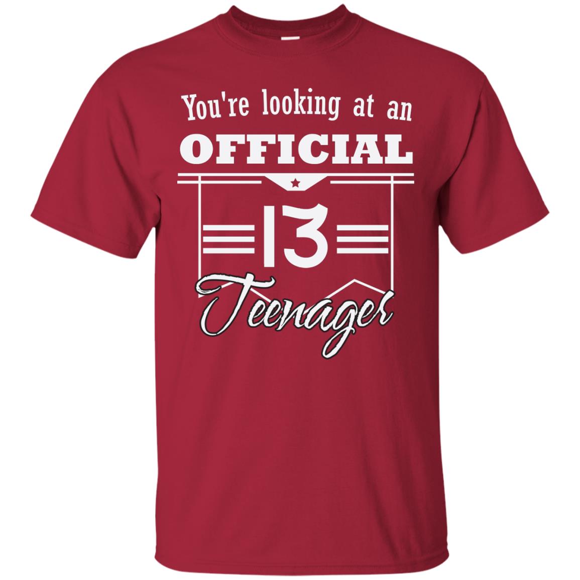 You're Looking At An Official 13 Teenager 13rd Birthday Shirt Cardinal