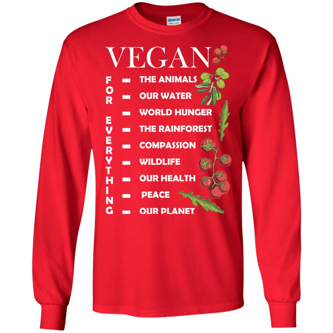 Vegetarian T-shirt Vegan For Everything Red