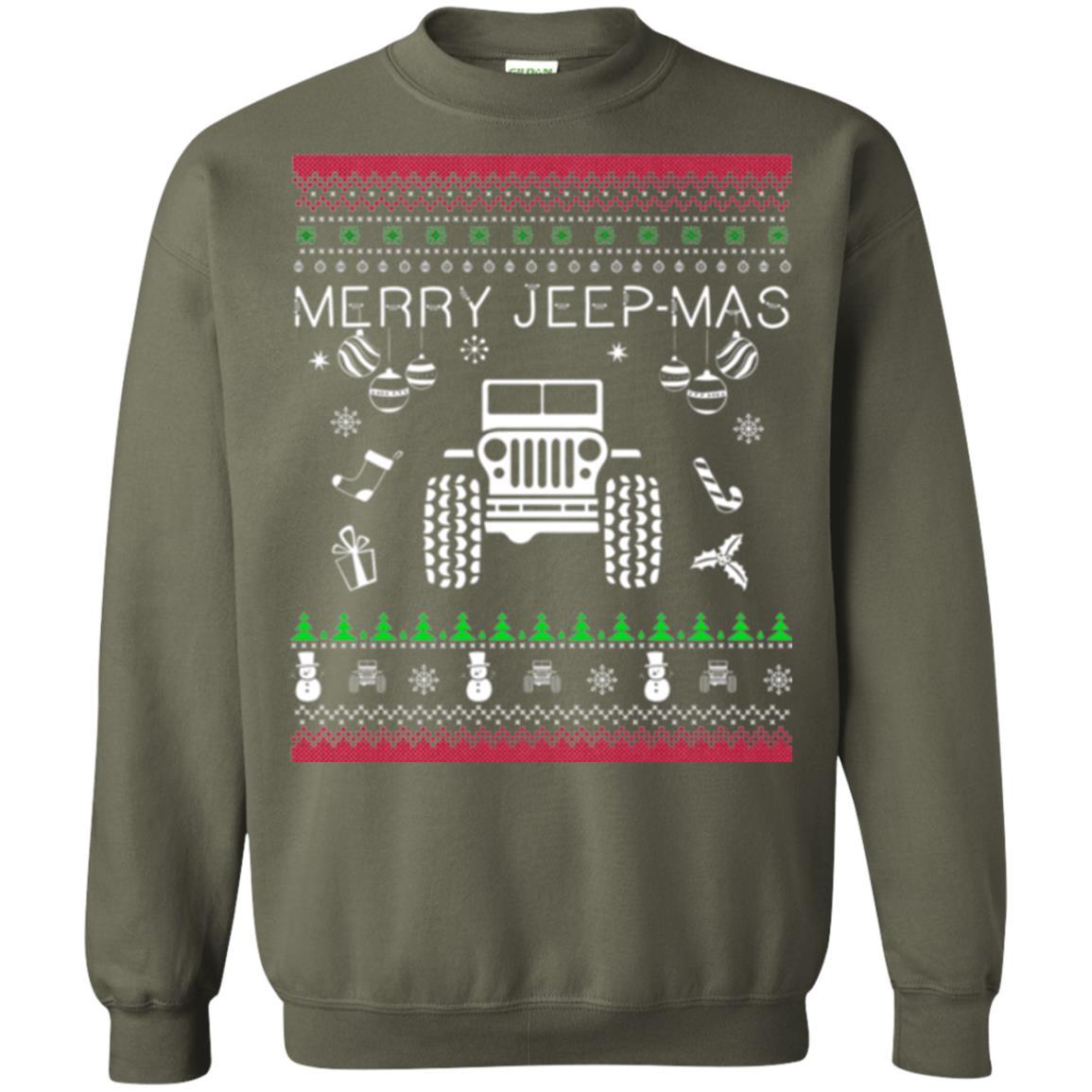 Christmas T-shirt Mery Jeep-mas Jeep Ugly Military Green