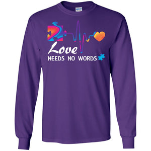 Love Needs No Words Puzzle Heartbeat Gift Shirt For Autism Awareness