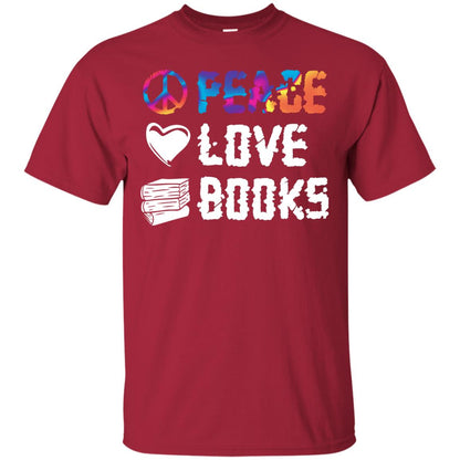 Peace Love Books Best Reading Shirt For Book Lover Cardinal