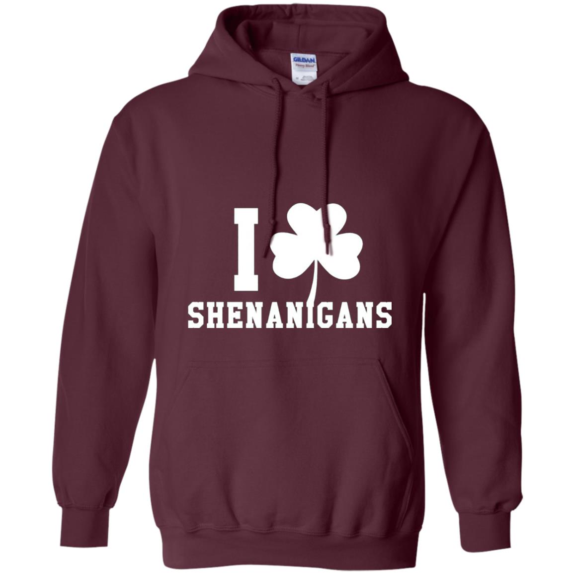 I Love Shenanigans Shamrock Saint Patrick_s Day T-shirt Maroon