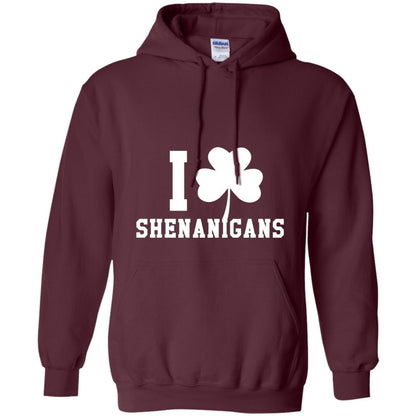 I Love Shenanigans Shamrock Saint Patrick_s Day T-shirt Maroon