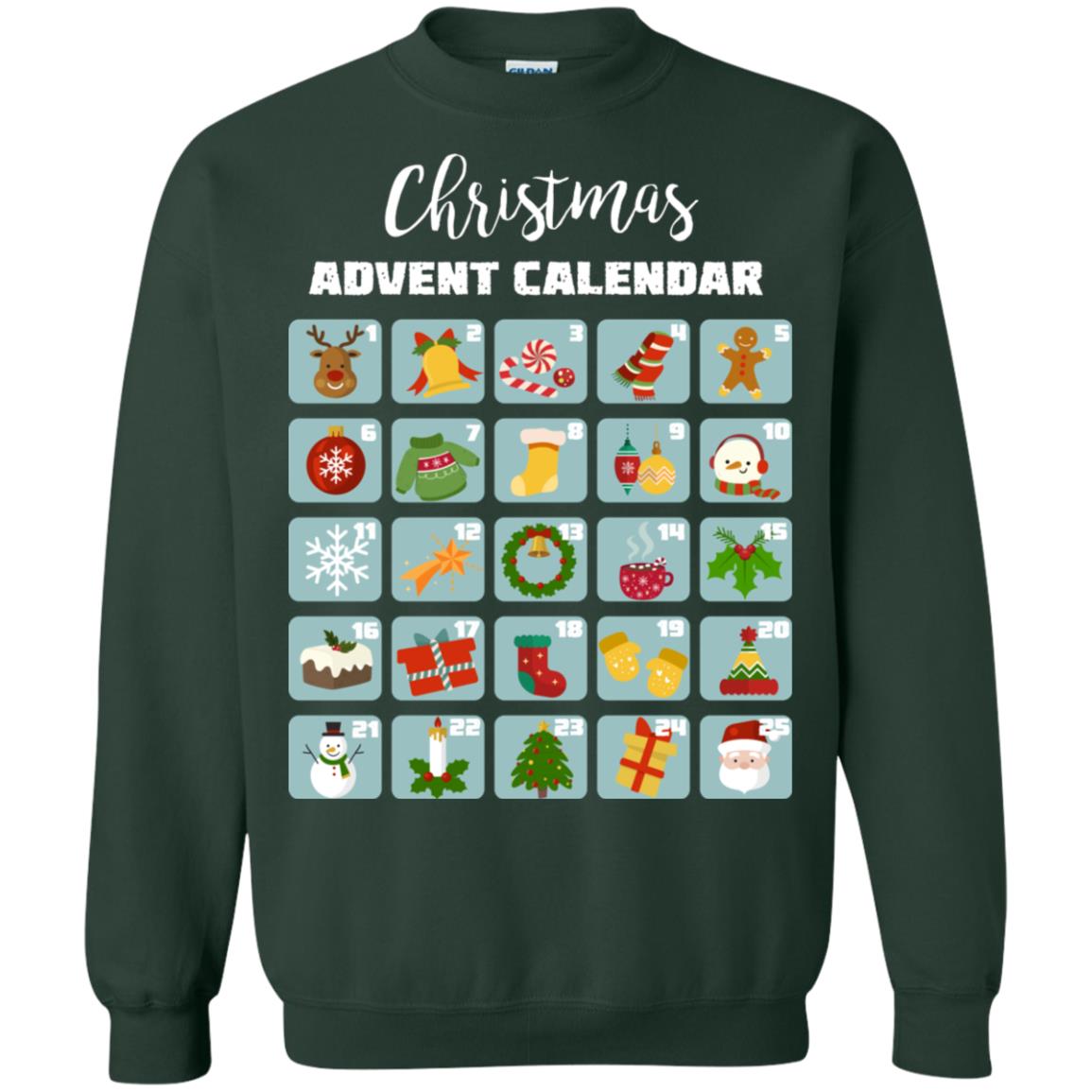 Christmas Calendar December 2018 Gift Shirt Forest Green