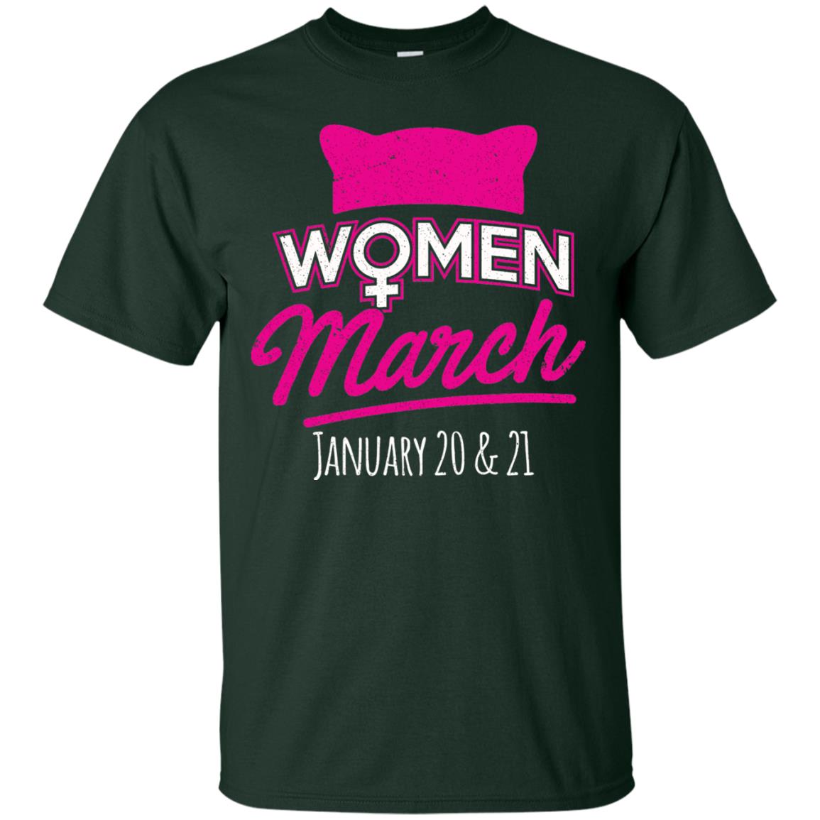 Women's Right T-shirt Women March January 2018 Pussycat Ears Hat Forest Green