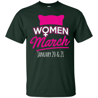 Women's Right T-shirt Women March January 2018 Pussycat Ears Hat Forest Green