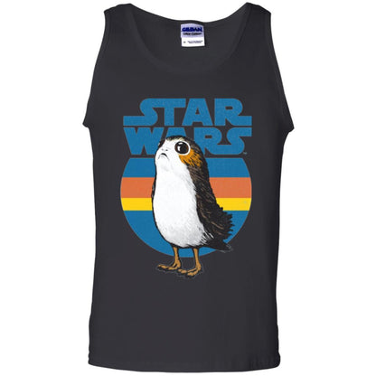 Film T-shirt Star Wars Last Jedi Porg Retro Stripes Logo Graphic Black