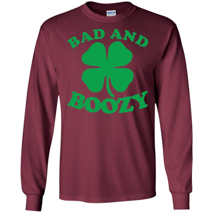 Bad And Boozy Saint Patricks Day T-shirt Maroon