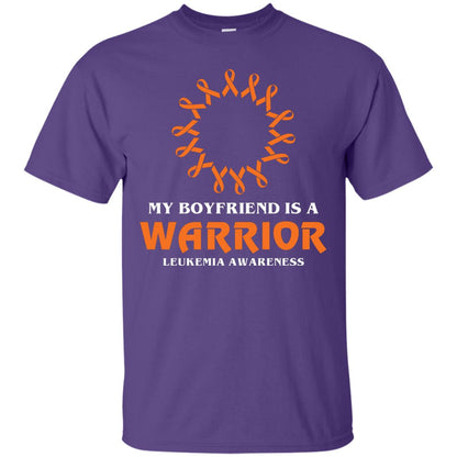 My Boyfriend Is A Warrior Leukemia Awareness T-shirt Purple