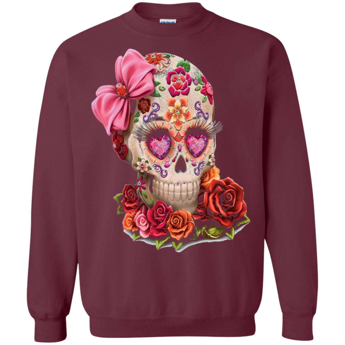 Cinco De Mayo Skull Women Flower Shirt Maroon