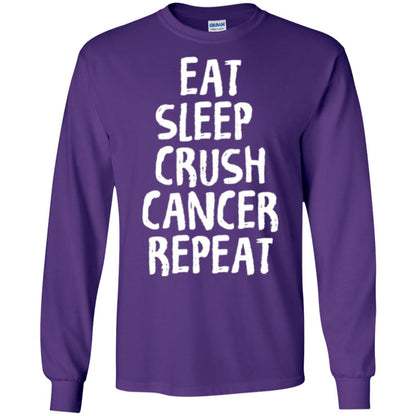 Eat Sleep Crush Cancer Repeat Fight Strength T-shirt Purple